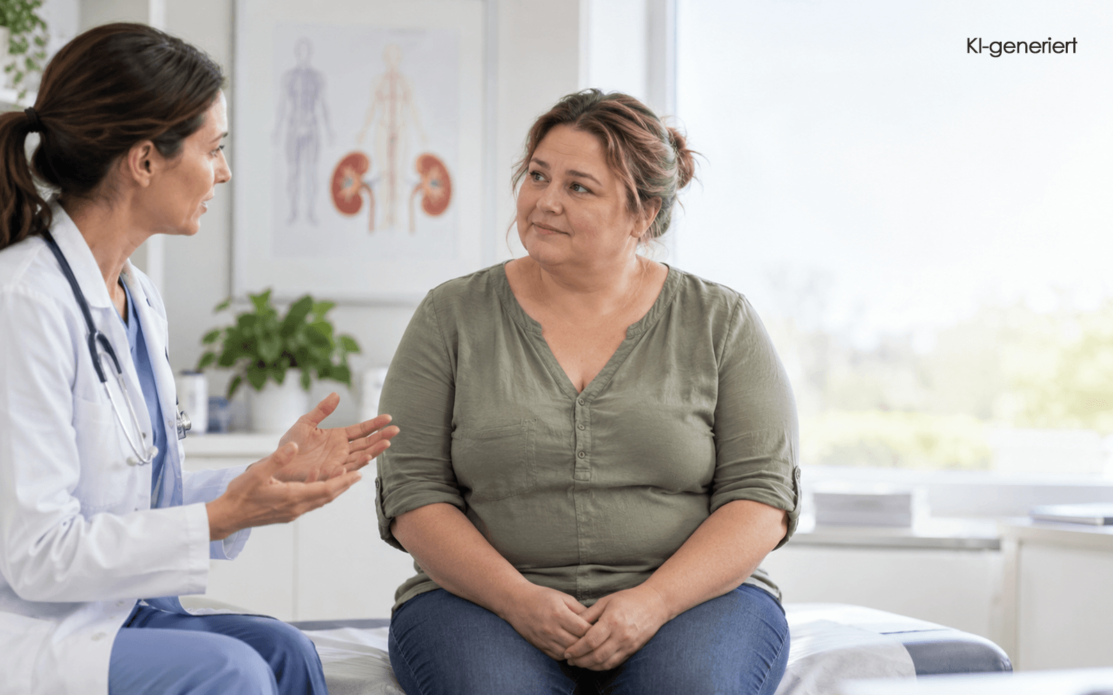 KI generiert - Eine Ärztin klärt eine Patientin über das Cushing-Syndrom auf
