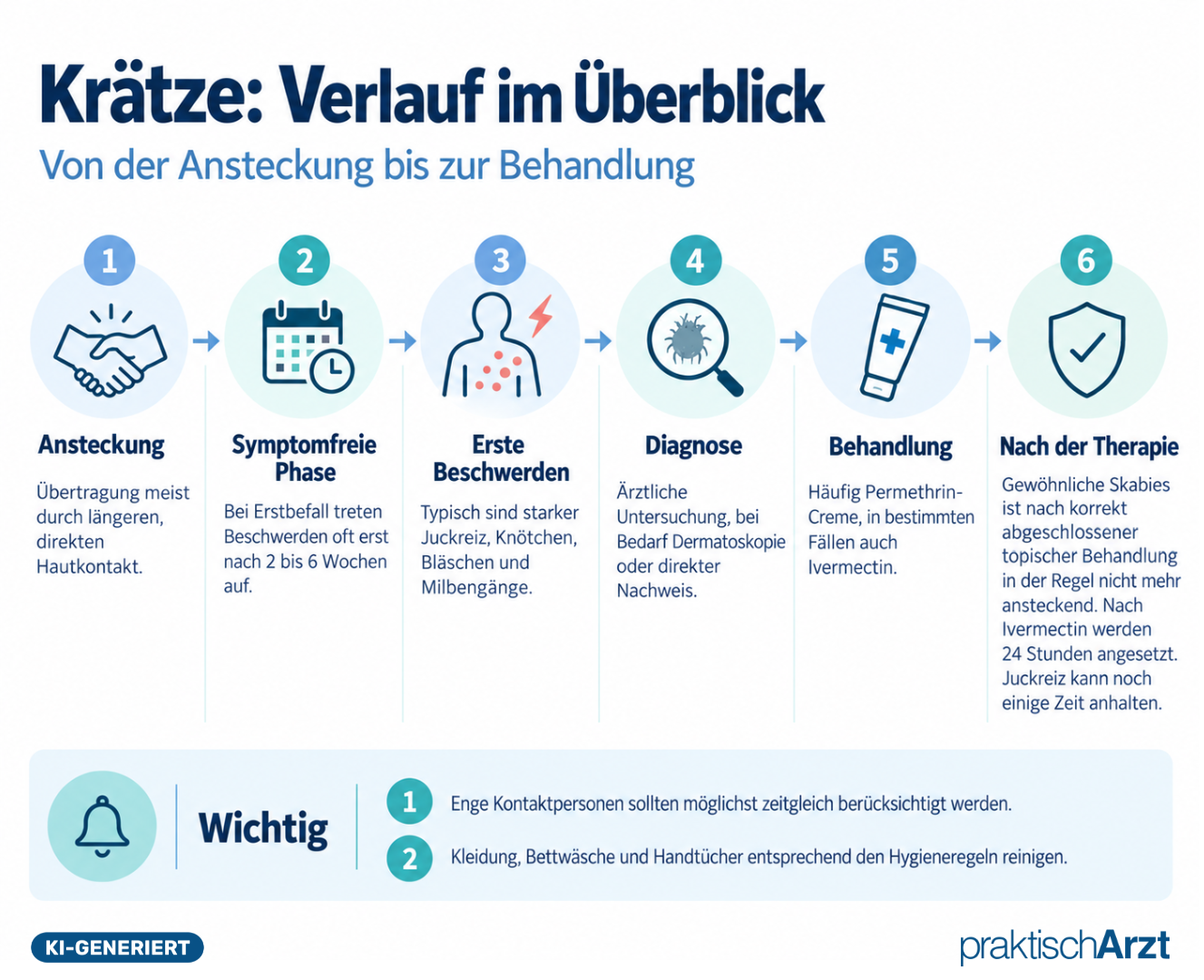 Infografik Krätze Verlauf Im Überblick KI generiert - Infografik Krätze Verlauf Im Überblick