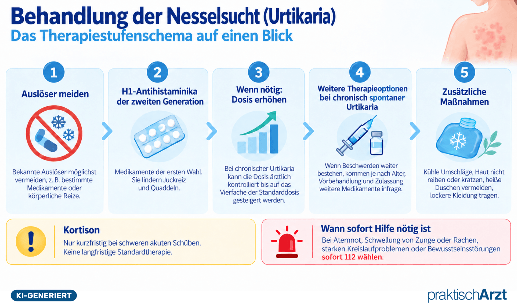 Infografik Nesselsucht Behandlung KI generiert - Infografik Nesselsucht Behandlung