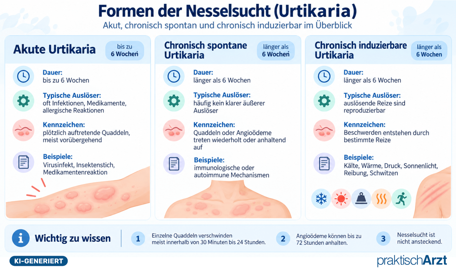 Infografik Nesselsucht Formen KI generiert - Infografik Nesselsucht Formen