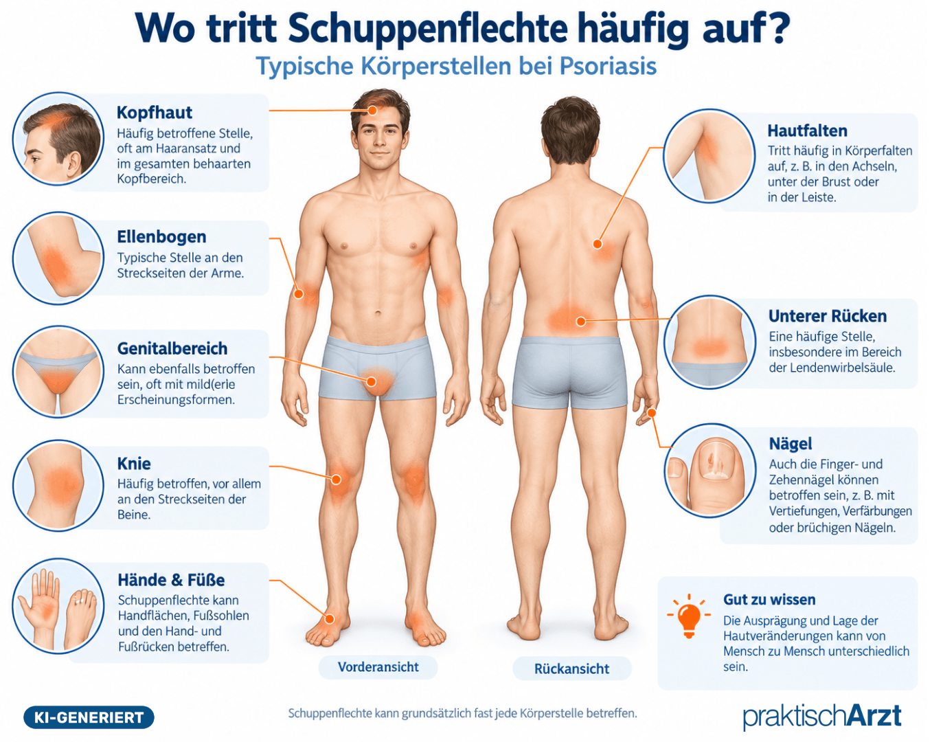 Infografik Wo Tritt Schuppenflechte Auf KI generiert - Infografik Wo Tritt Schuppenflechte Auf