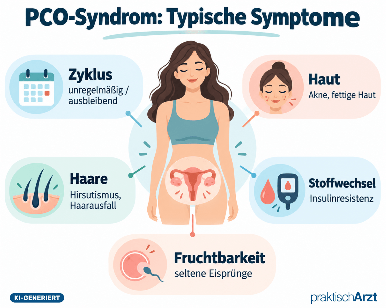 KI generiert - Infografik Pco Syndrom Typische Symptome